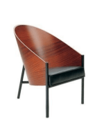 Cadeira com costa em madeira de mogno e estrutura em preto